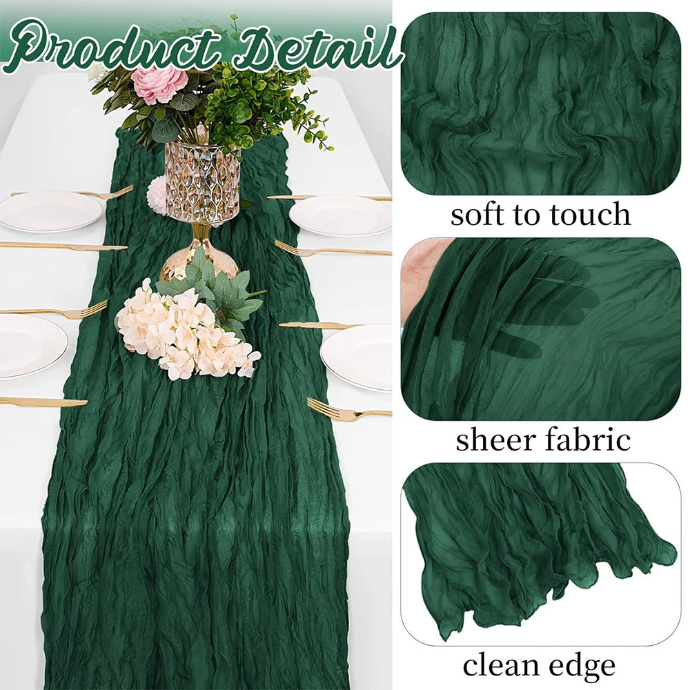 chemin table ruban texture froissée boho bleu rose noir vert décoratif mariage fête