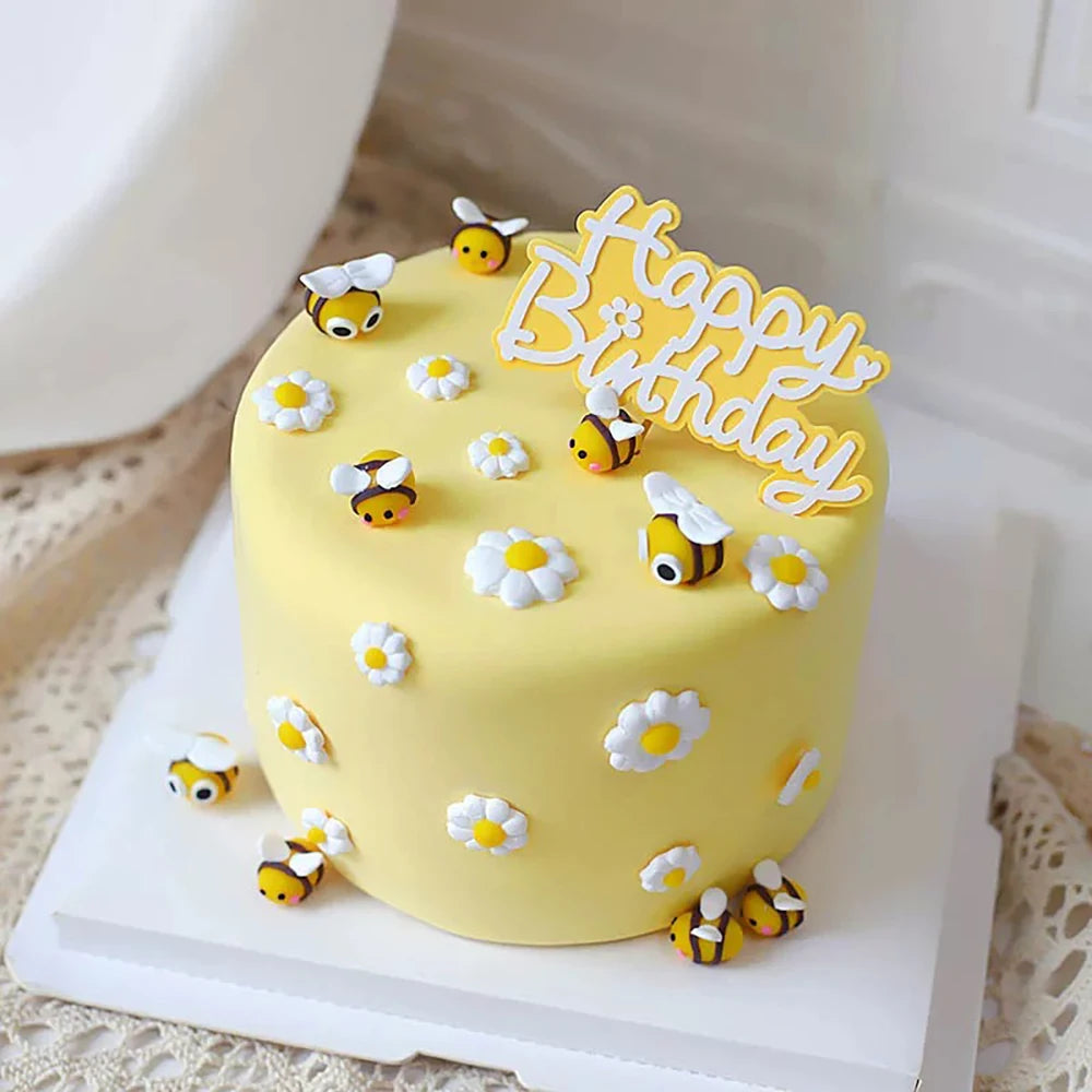 décoration gâteau abeilles pot miel fleurs thème anniversaire enfant sucré pâtisserie desserts fournitures festive