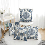 housse coussin polyester motif floral moderne bleu blanc lit salon voiture