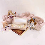meubles miniatures salon rose velours cœurs romantique girly miroir coffre bijoux coussins figurines