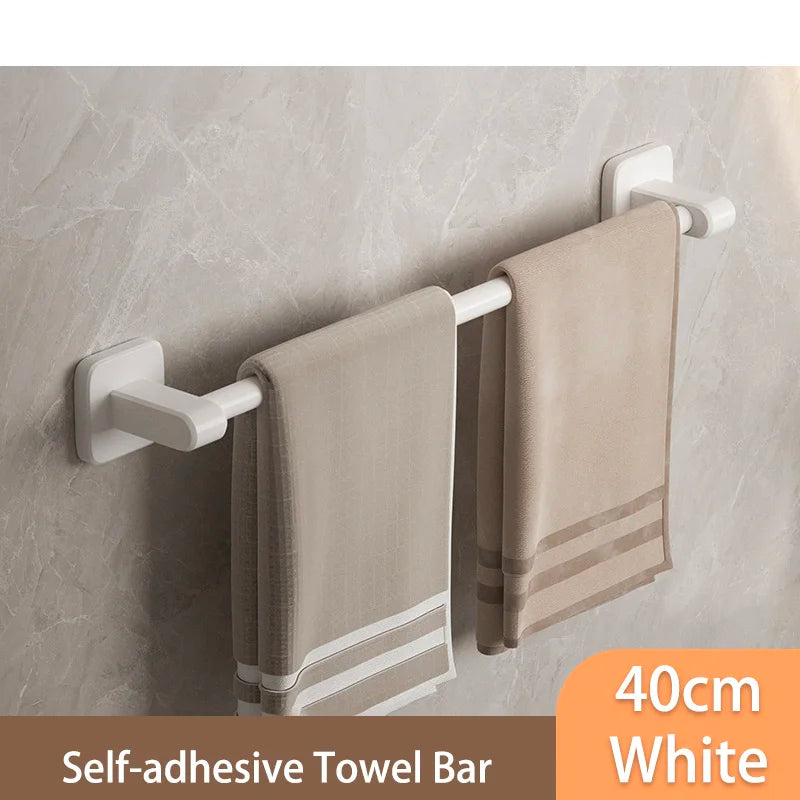 porte serviettes mural adhésif alliage aluminium noir moderne salle bain sans perçage fixe plastique