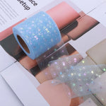 ruban tulle coeurs multicolores 6cm violet noir bleu rose opacité élégant emballage cadeau