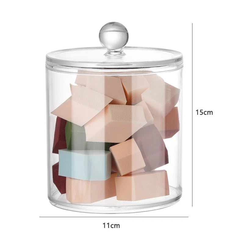 boîte rangement cosmétique transparente plastique cotons lingettes maquillage bijoux salle