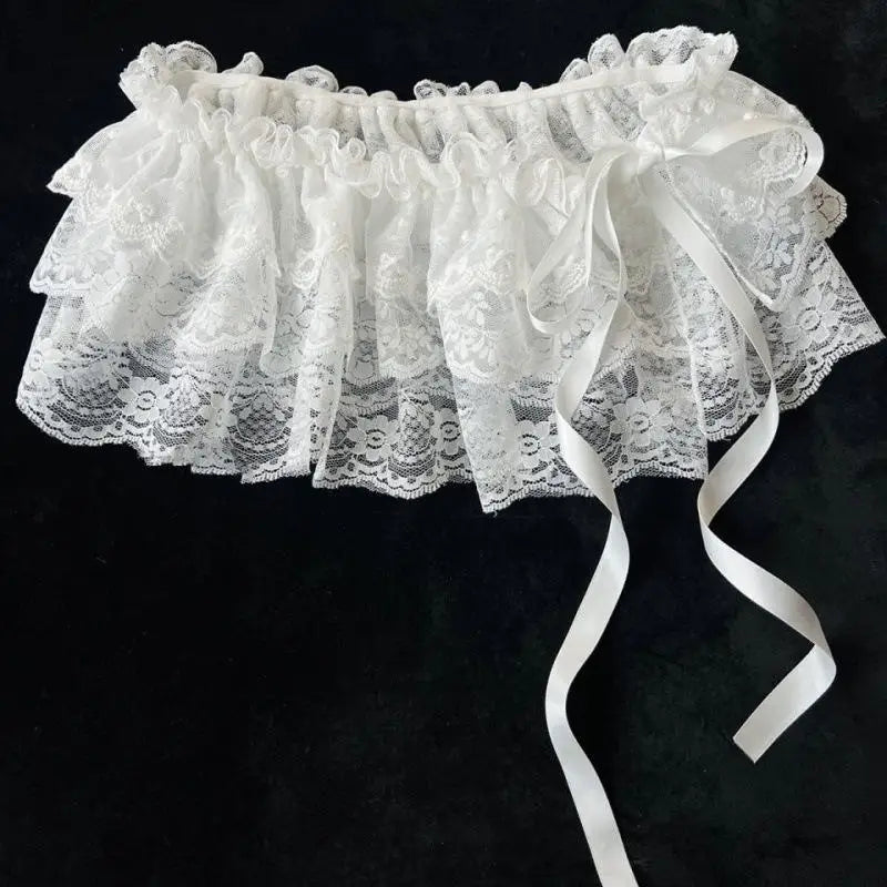 jupe courte féminine dentelle volants semi transparent blanc noirSizeMode: petite taille grande disponible
