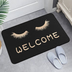 tapis d'entrée moderne yeux poupée welcome chiens os noir roseclair blanc