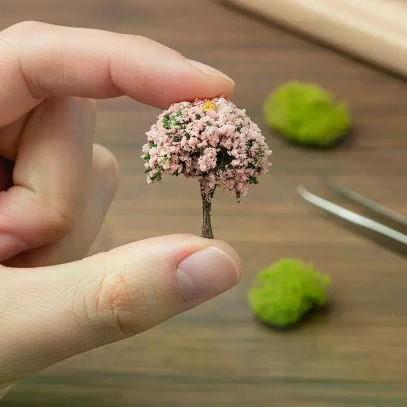 mini arbres artificiels fleurs colorées décoration jardin féerique DIY vert rose jaune