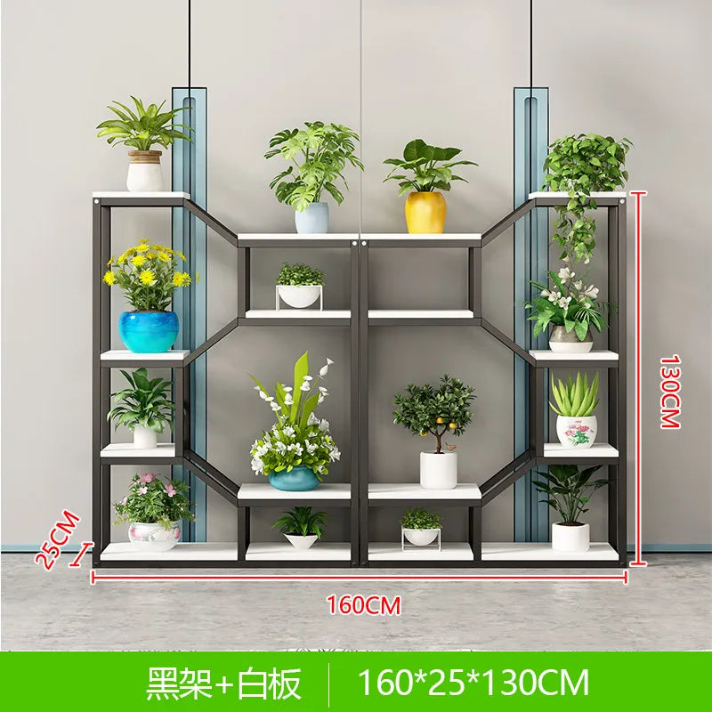 étagère modulaire métal bois industriel plantes d'intérieur pots fleurs blanc