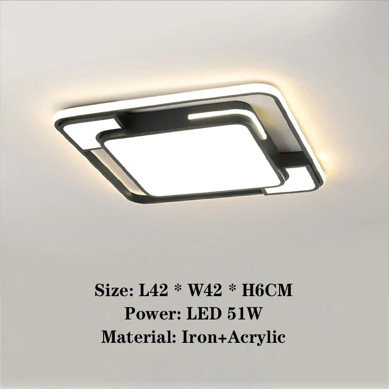 plafonnier led moderne minimaliste noir blanc argenté fixe lumineux rectangle cadre opaque