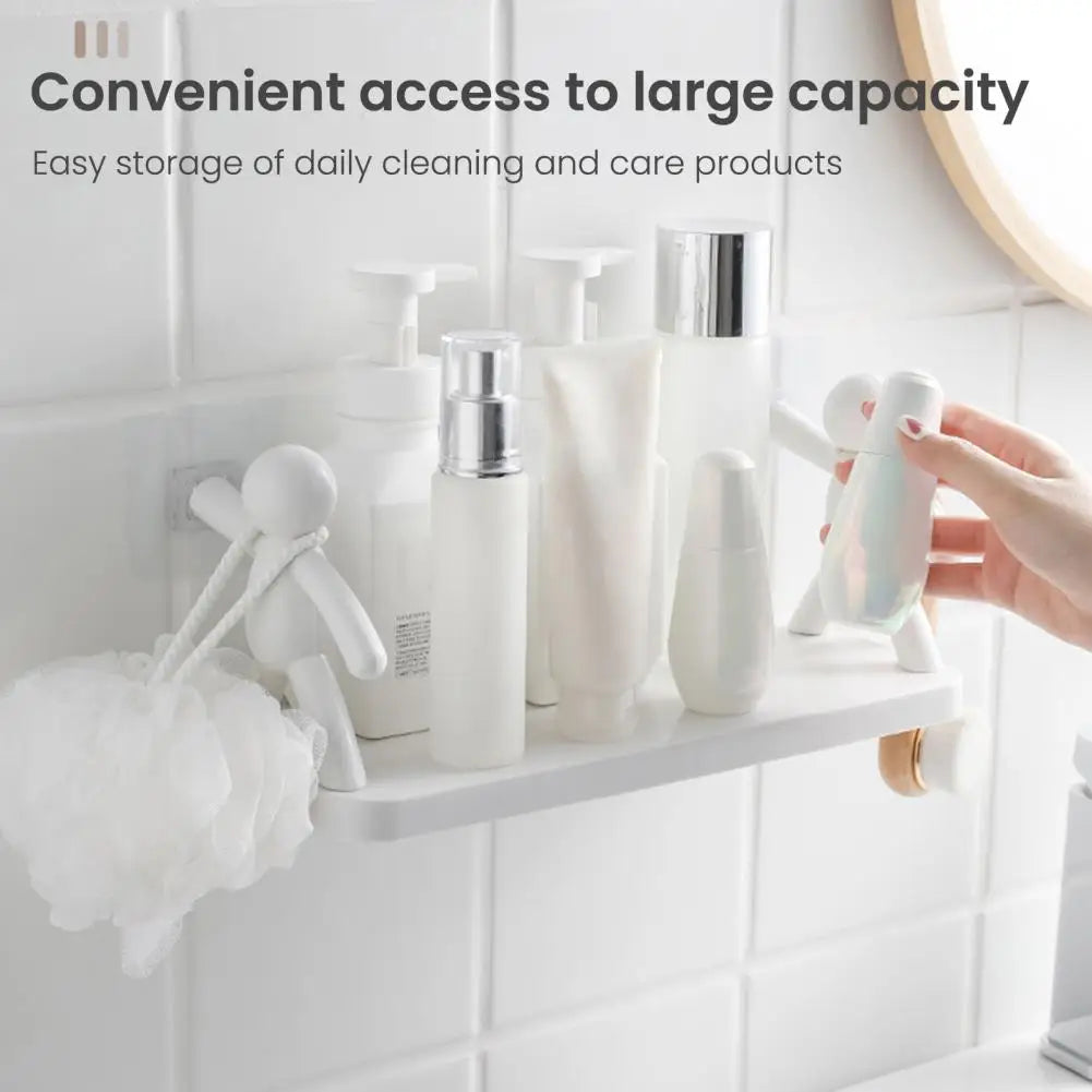 support mural blanc minimaliste figurines personnes rangement cuisine toilette adhésif respectueux environnement unique