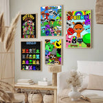 affiche poster cartoon sprunki personnages animés texte juste garçon cadre bois décoration