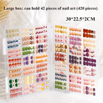 présentoir moderne faux ongles divers couleurs motifs boîtes rangement transparentes autocollants