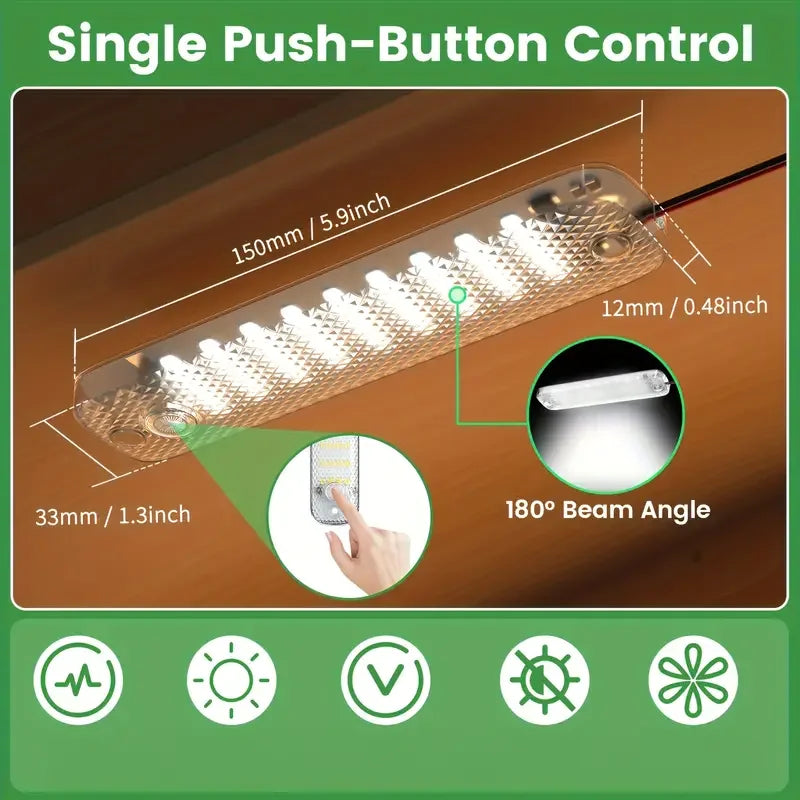 barre lumineuse led 36 diodes blanc 6000k adhésif vis éclairage intérieur moderne camping car