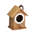 nichoir oiseaux extérieur bois résistant intempéries cordelette suspension porte floral relief bleu clair blanc