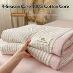 couette d'été coton 100 tissée rayures moderne blanche jacquard respirante été adultes maison