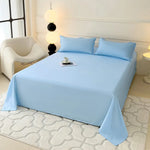 drap plat double gris lisse satiné minimaliste moderne lit adultes polyester