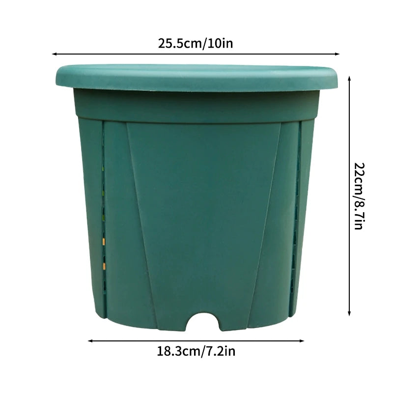 pots racines plastique moderne vertclair beige bleufoncé rayures grille drainage support hydroponie plantes