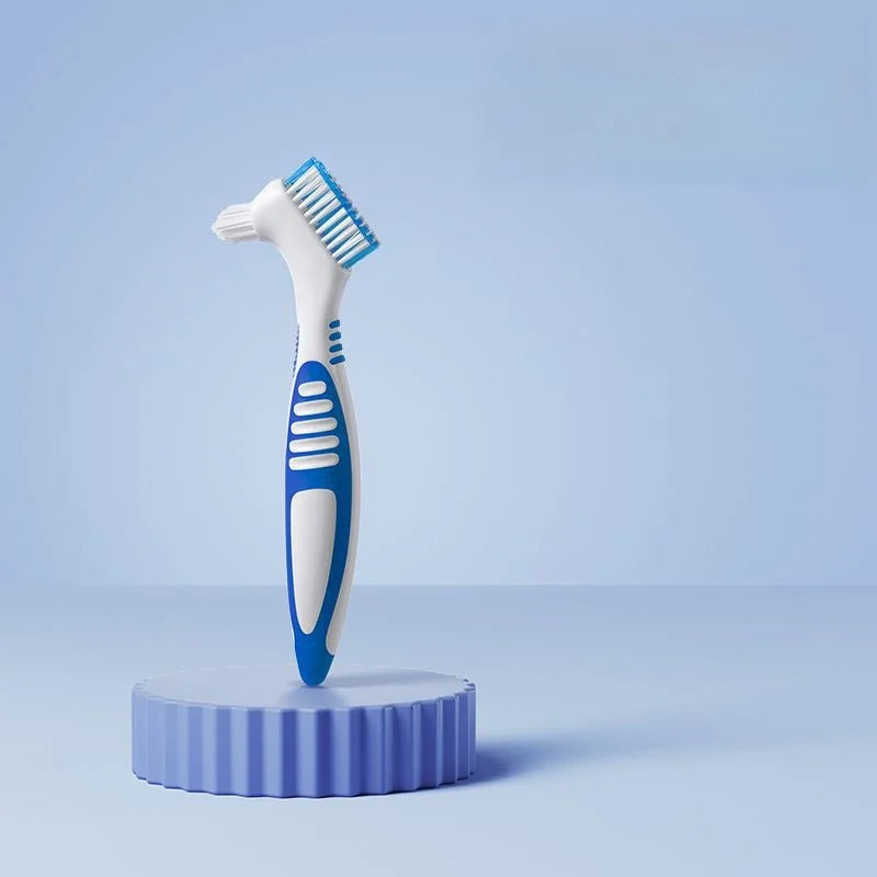 brosse dents conteneur prothèse dentaire bleu blanc moderne pratique hygiène buccale set accessoire santé