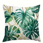 taies d'oreiller motif feuilles tropicales moderne polyester blanc vert 45x45cm zipper closure decoration impression