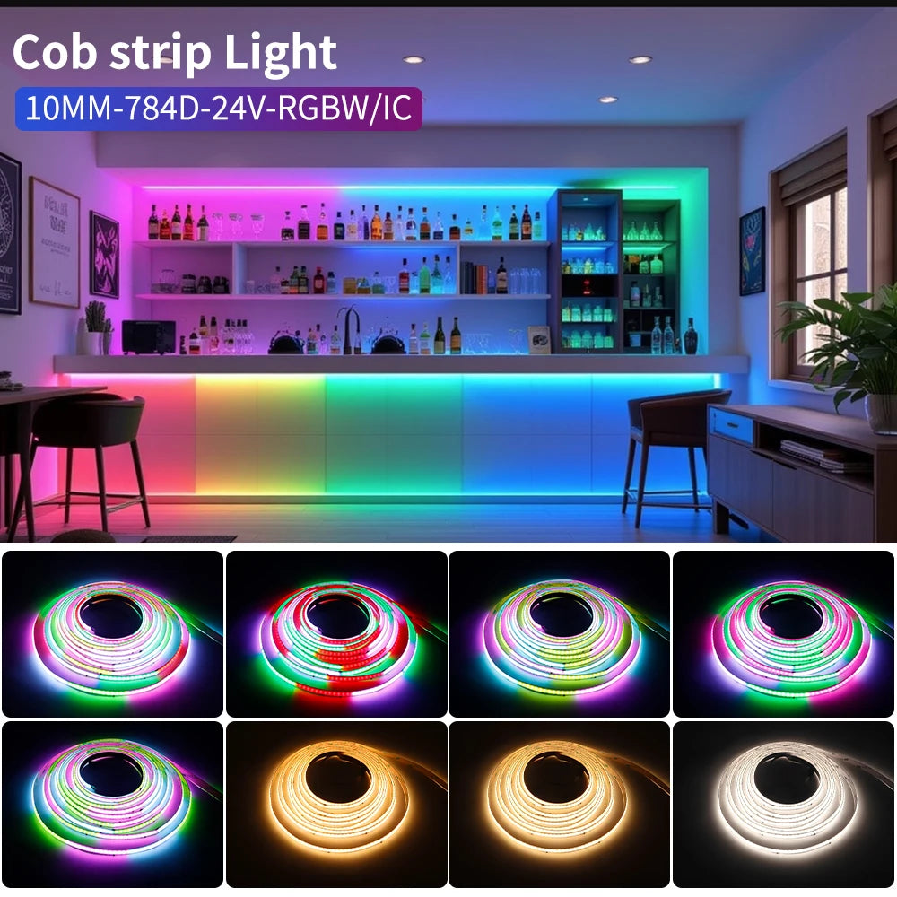 ruban led coB 784 led rgbnw rgbww ws2814 ic blanc bleu rouge moderne