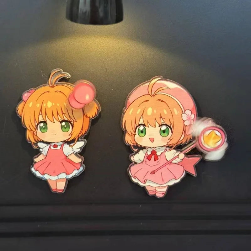 aimant mignon dessin animé personnages magiques orange rose blanc vert rouge gris fantaisie maison