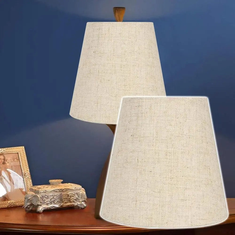 lampe table classique toile lin beige base métallique opaque chambre salon deco française artisanale