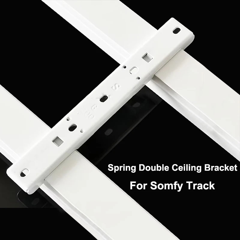 rideau support ressort blanc moderne accessoire inoxydable fixations rails électriques