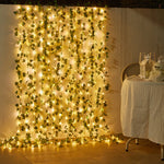 guirlande lumineuse feuilles vertes lierre artificiel led blanc chaud mariage festif chambre decoration