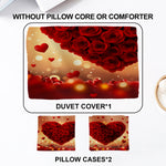 ensemble literie rouge coeurs roses moderne taies doreiller beige adultes chambre coucher