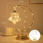 lampe table or lune cœur étoile transparentes LED bohème chambre