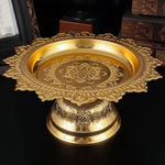 présentoir gâteaux or floral relief lotus traditionnel décoration table métal handcrafted chambre dining
