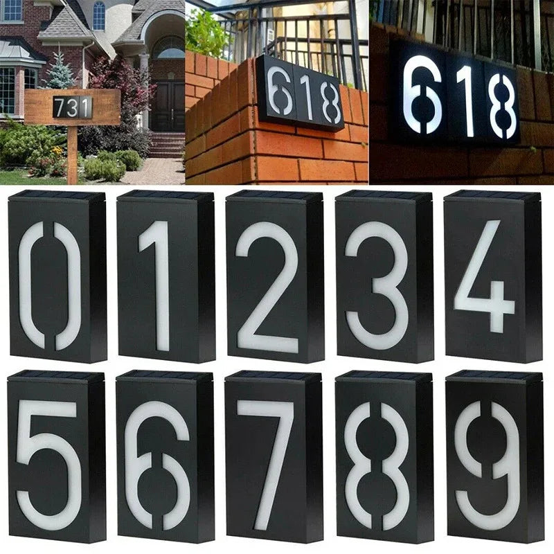 lumière solaire numéro rue ip65 led moderne adhésif extérieure porte villa blanc noir