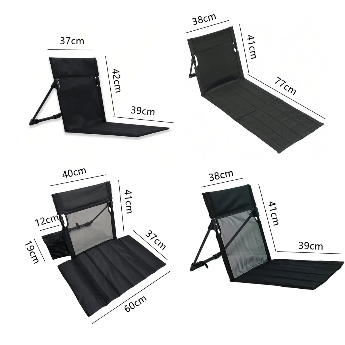 chaise pliable moderne portable clips sac rangement beige noir extérieur camping plage