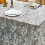 nappe table broderie florale blanc classique fête pâques semi transparente rectangle utilisation quotidienne
