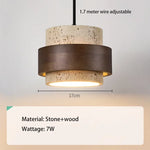 lampe suspendue moderne minimaliste pierre texture naturelle beige brun foncé interrupteur bouton led flux