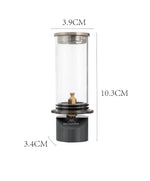 lanterne camping gaz verre transparent cuir marron pratique robuste poignée boîte rangement