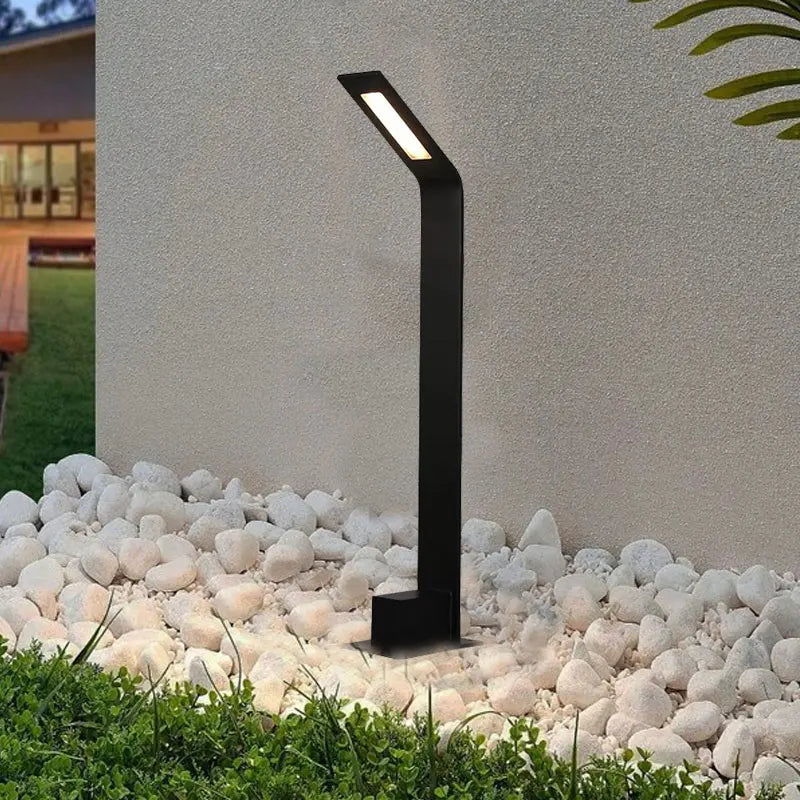lampe solaire moderne minimaliste noir ip65 led 7w base plate autonomeextérieur