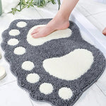 tapis bain gris blanc empreintes pieds doux moelleux moderne absorption d'eau