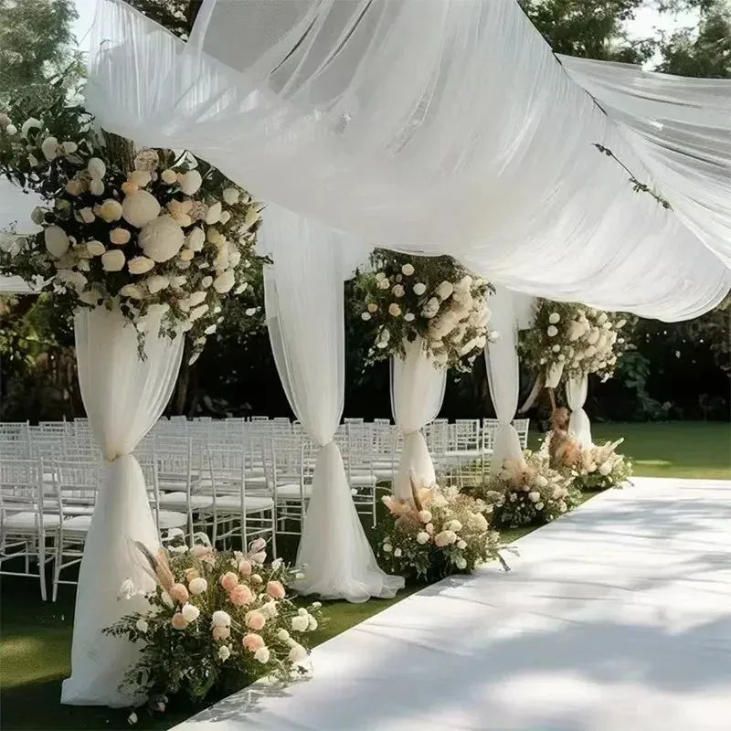 voile mariage blanc soie translucide classique 50m polyestère décoration événement anniversaire
