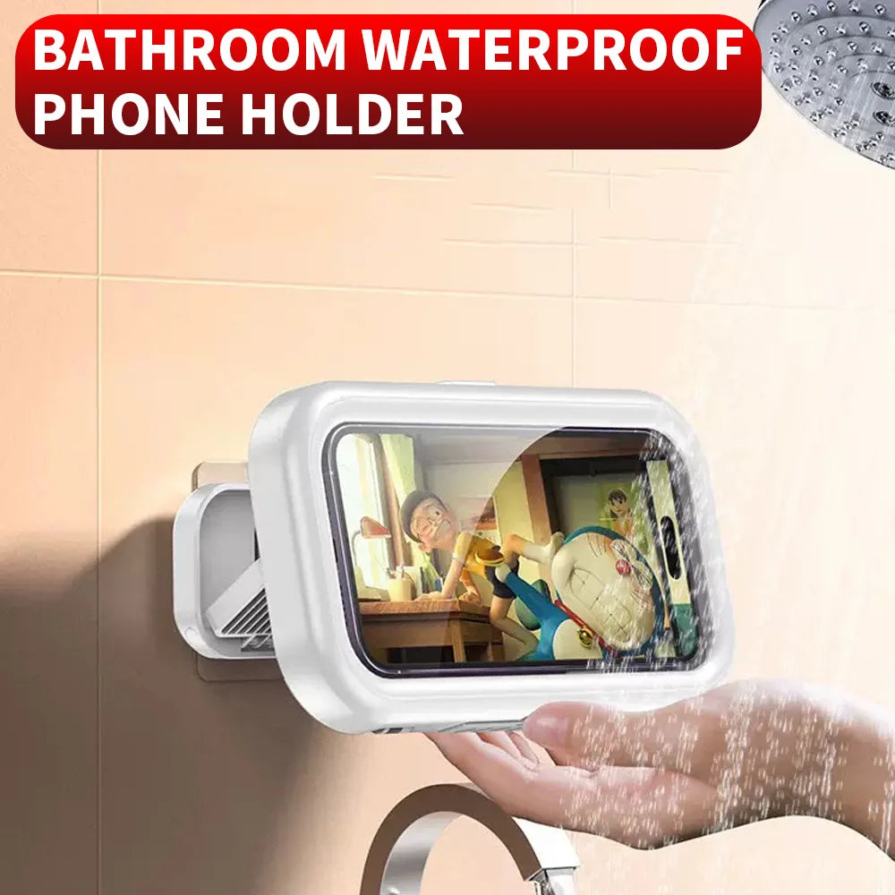 support téléphone étanche salle bain blanc transparent moderne adhésif film protecteur