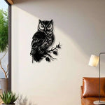 décoration murale autocollant hibou noir oiseau branche réaliste chambre salonextérieur métal artística