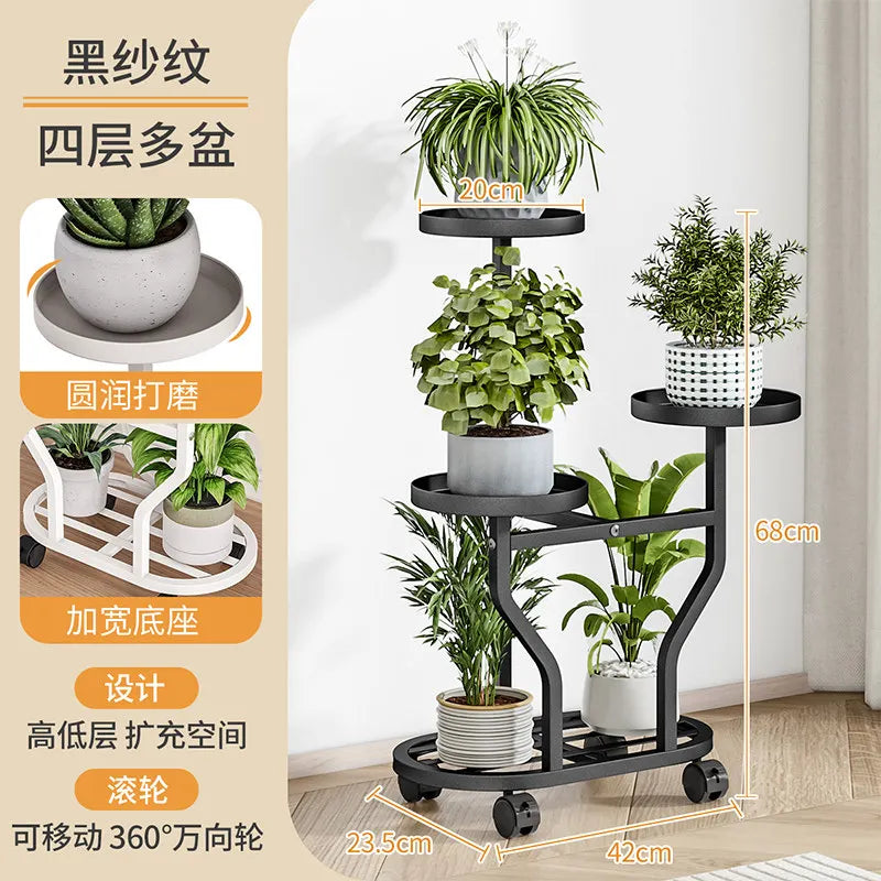 support plantes métal moderne niveaux noir blanc doré vis fixations