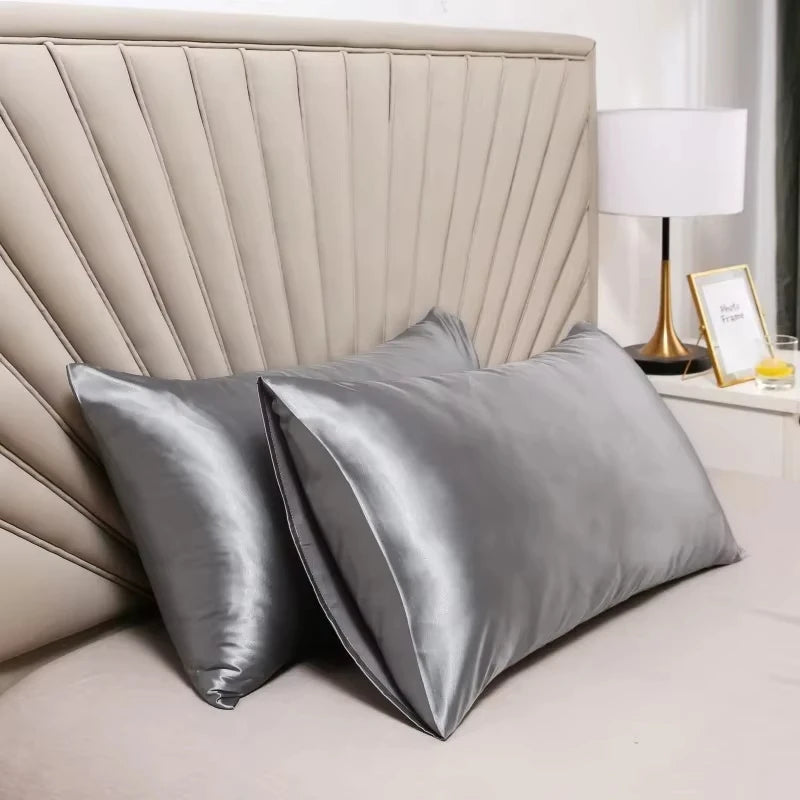 taie d'oreiller satin rose clair housse coussin moderne cheveux beauté sommeil nuit