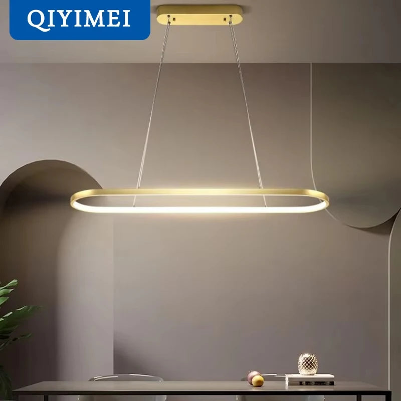 suspension lumineuse moderne or noir blanc aluminium led dimmable télécommande chambre salon restaurant