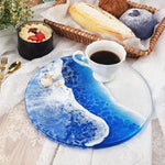 plateau silicone moderne rectangulaire rond vague motif opaque décoration maison bleu animal compagnie fixations