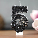 bougies chiffres paillettes noires festives anniversaire mariage décoratives numérotation festive