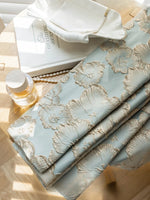 rideau classique bleu clair fleurs dorées occultant polyester chambre salon maison luxe épais épais