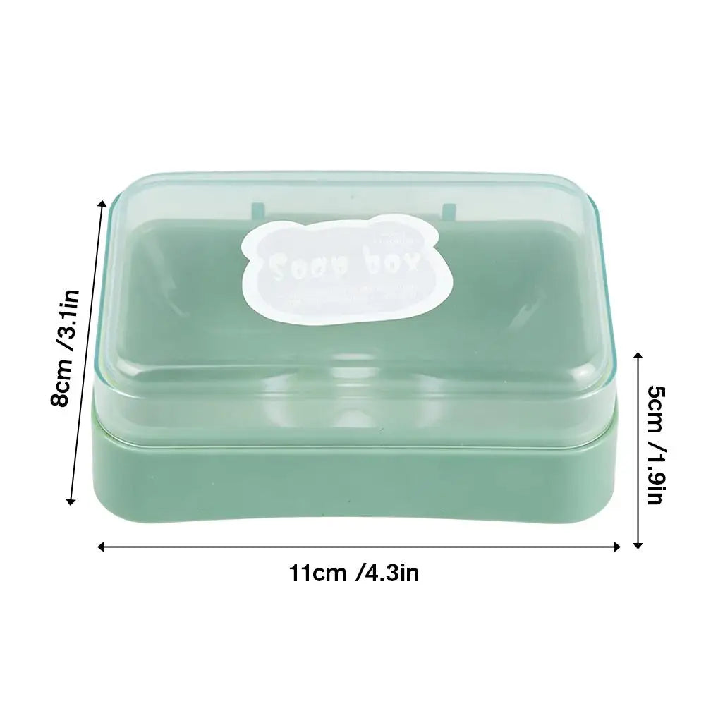 support savon transparent moderne couleurs vert beige rose jaune salle bain egouttoir couvercle rabattable