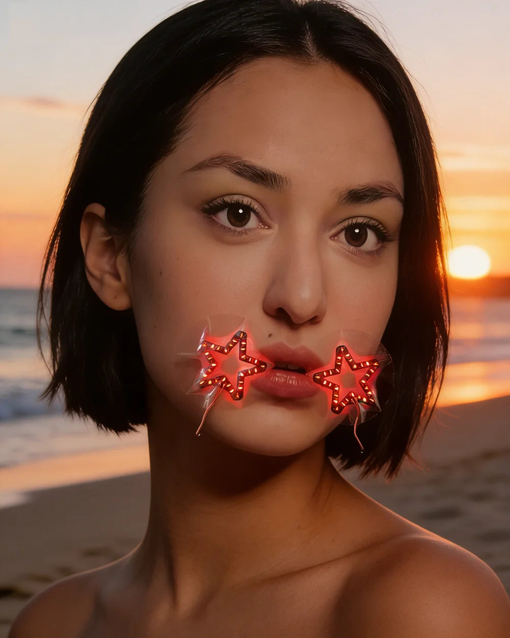 décorations faciales lumineuses étoiles coeurs transparentes modernes fêtes anniversaires mariages