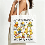 sac main toile canard dessin animé blanc slogan moderne casual