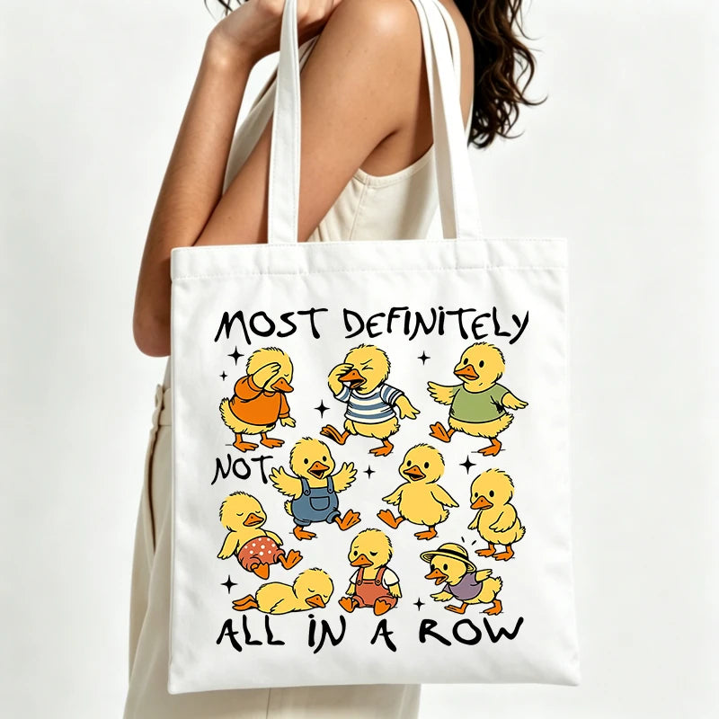 sac main toile canard dessin animé blanc slogan moderne casual